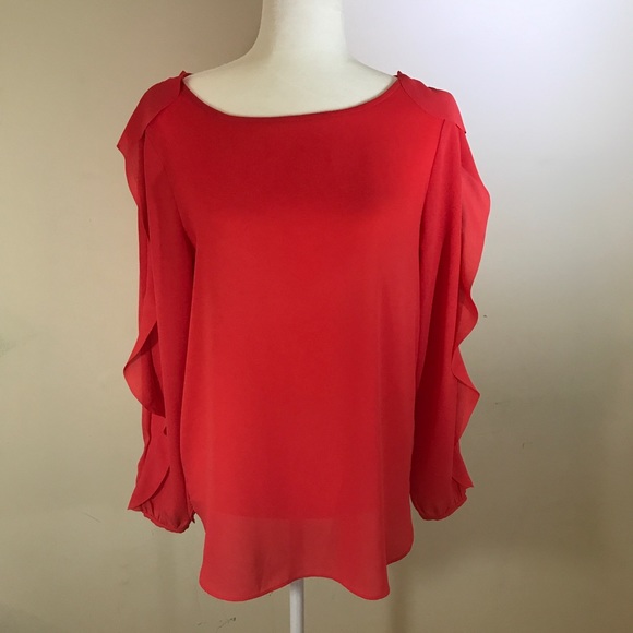 Banana Republic Red Blouse with Ruffles - Picture 1 of 4
